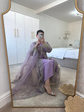 Load image into Gallery viewer, Lilac dream - embellished cotton net shirt with inner and trouser and embellished duppata.