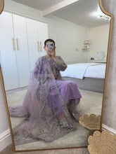 Load image into Gallery viewer, Lilac dream - embellished cotton net shirt with inner and trouser and embellished duppata.