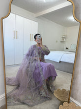 Load image into Gallery viewer, Lilac dream - embellished cotton net shirt with inner and trouser and embellished duppata.
