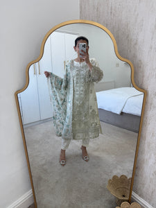 Gulaal inspired cream suit with duppata and trouser