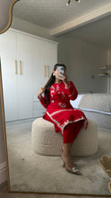 Load image into Gallery viewer, Red embroidered 2 piece coord with shirt and trouser.