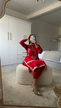 Load image into Gallery viewer, Red embroidered 2 piece coord with shirt and trouser.