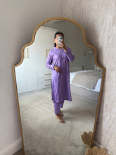 Load image into Gallery viewer, Lilac chikankari 2 piece coord with shirt and trouser.