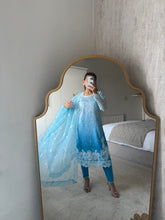 Load image into Gallery viewer, Maria B inspired embroidered lawn suit blue sea with organza duppata