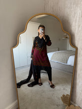 Load image into Gallery viewer, Maria B inspired embroidered lawn suit black paisley with chiffon duppata