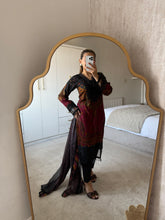 Load image into Gallery viewer, Maria B inspired embroidered lawn suit black paisley with chiffon duppata