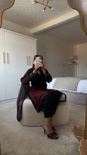 Load image into Gallery viewer, Maria B inspired embroidered lawn suit black paisley with chiffon duppata