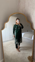 Load image into Gallery viewer, Green embroidered 2 piece coord with shirt and trouser.
