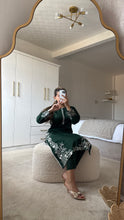 Load image into Gallery viewer, Green embroidered 2 piece coord with shirt and trouser.