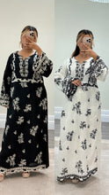 Load image into Gallery viewer, Cotton silk kaftan style 2 piece with embellishments and cotton silk trouser. Eid collection. Party wear.