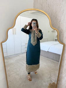 Kanwal Malik inspired raw silk 3 piece suit