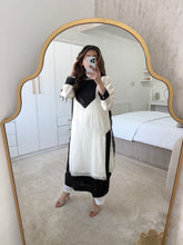 Load image into Gallery viewer, Chiffon black and white sequin 3 piece suit with chiffon duppata
