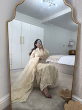 Load image into Gallery viewer, Qalamkar inspired khadi net suit with embroidered khadi net duppata and lawn embroidered trouser
