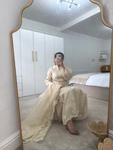 Load image into Gallery viewer, Qalamkar inspired khadi net suit with embroidered khadi net duppata and lawn embroidered trouser