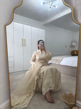 Load image into Gallery viewer, Qalamkar inspired khadi net suit with embroidered khadi net duppata and lawn embroidered trouser