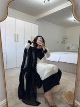 Load image into Gallery viewer, Chiffon black and white sequin 3 piece suit with chiffon duppata