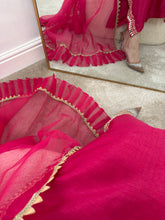 Load image into Gallery viewer, Fuschia pink Mirror work shirt with organza duppata and trouser