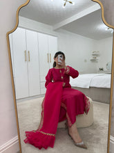 Load image into Gallery viewer, Fuschia pink Mirror work shirt with organza duppata and trouser