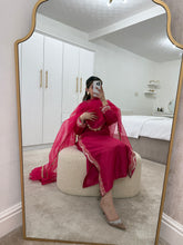 Load image into Gallery viewer, Fuschia pink Mirror work shirt with organza duppata and trouser