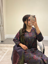 Load image into Gallery viewer, Winter printed lilen suits with lace details and cheddar duppata. Shirt with trouser and duppata winter prints Asian casual suit (immediate dispatch)