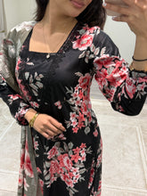 Load image into Gallery viewer, Winter printed lilen suits with lace details and cheddar duppata. Shirt with trouser and duppata winter prints Asian casual suit (immediate dispatch)