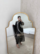 Load image into Gallery viewer, Maria B inspired - Black long kameez suit with khaddar trouser and shawl- Immediate Dispatch