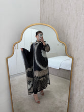 Load image into Gallery viewer, Maria B inspired - Black long kameez suit with khaddar trouser and shawl- Immediate Dispatch