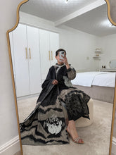 Load image into Gallery viewer, Maria B inspired - Black long kameez suit with khaddar trouser and shawl- Immediate Dispatch