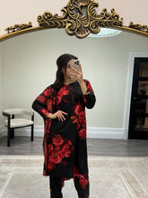 Load image into Gallery viewer, Winter printed lilen suits with lace details and cheddar duppata. Shirt with trouser and duppata winter prints Asian casual suit (immediate dispatch)