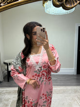 Load image into Gallery viewer, Winter printed lilen suits with lace details and cheddar duppata. Shirt with trouser and duppata winter prints Asian casual suit (immediate dispatch)