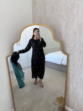 Load image into Gallery viewer, Silk 3 piece suit with gems embellishment and organza tye dye duppata.