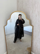 Load image into Gallery viewer, Black Maria B inspired lawn embroidered 3 piece suit with khadi net duppata.