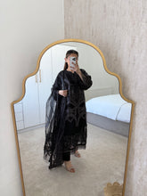 Load image into Gallery viewer, Black Maria B inspired lawn embroidered 3 piece suit with khadi net duppata.