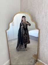 Load image into Gallery viewer, Qalamkar inspired lawn embroidered 3 piece suit with khadi net duppata.