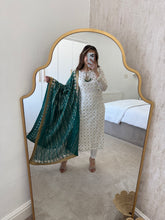 Load image into Gallery viewer, Teal green mirror work duppata suit (Immediate Dispatch)