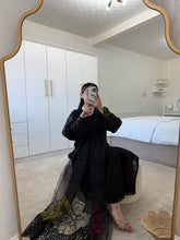 Load image into Gallery viewer, Black lawn embroidered 3 piece suit with kahdi net duppata.