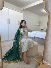 Load image into Gallery viewer, Teal green mirror work duppata suit (Immediate Dispatch)