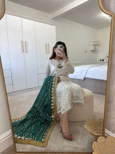 Load image into Gallery viewer, Teal green mirror work duppata suit (Immediate Dispatch)