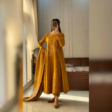 Load image into Gallery viewer, Laila Mustard Embroidered 3PC (3-5 Weeks Delivery)