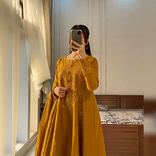 Load image into Gallery viewer, Laila Mustard Embroidered 3PC (3-5 Weeks Delivery)