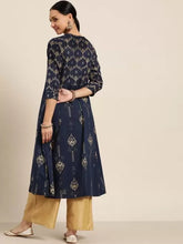 Load image into Gallery viewer, Navy Blue &amp; Beige Ethnic Motifs Printed Keyhole Neck Kurta &amp; Trouser(2-5 weeks delivery)
