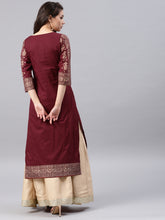 Load image into Gallery viewer, Maroon printed kurta Only (2-5 weeks delivery)