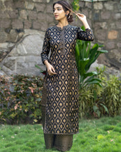 Load image into Gallery viewer, Black And Golden Kurta And Palazzo Set (PREORDER 2-4 WEEKS DELIVERY)