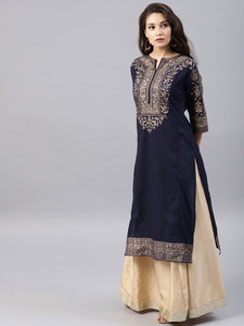 Blue printed kurta Only (2-5 weeks delivery)