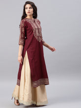 Load image into Gallery viewer, Maroon printed kurta Only (2-5 weeks delivery)