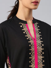 Load image into Gallery viewer, Black &amp; pink printed kurta only (PREORDER 2-4 WEEKS DELIVERY)